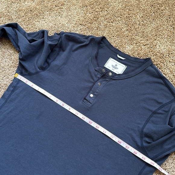 Reigning Champ Long Sleeve Henley T Shirt Navy Blue - Picture 9 of 12